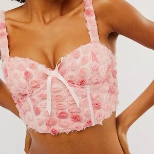 For Love And Lemons Pink Rosette Bra Top